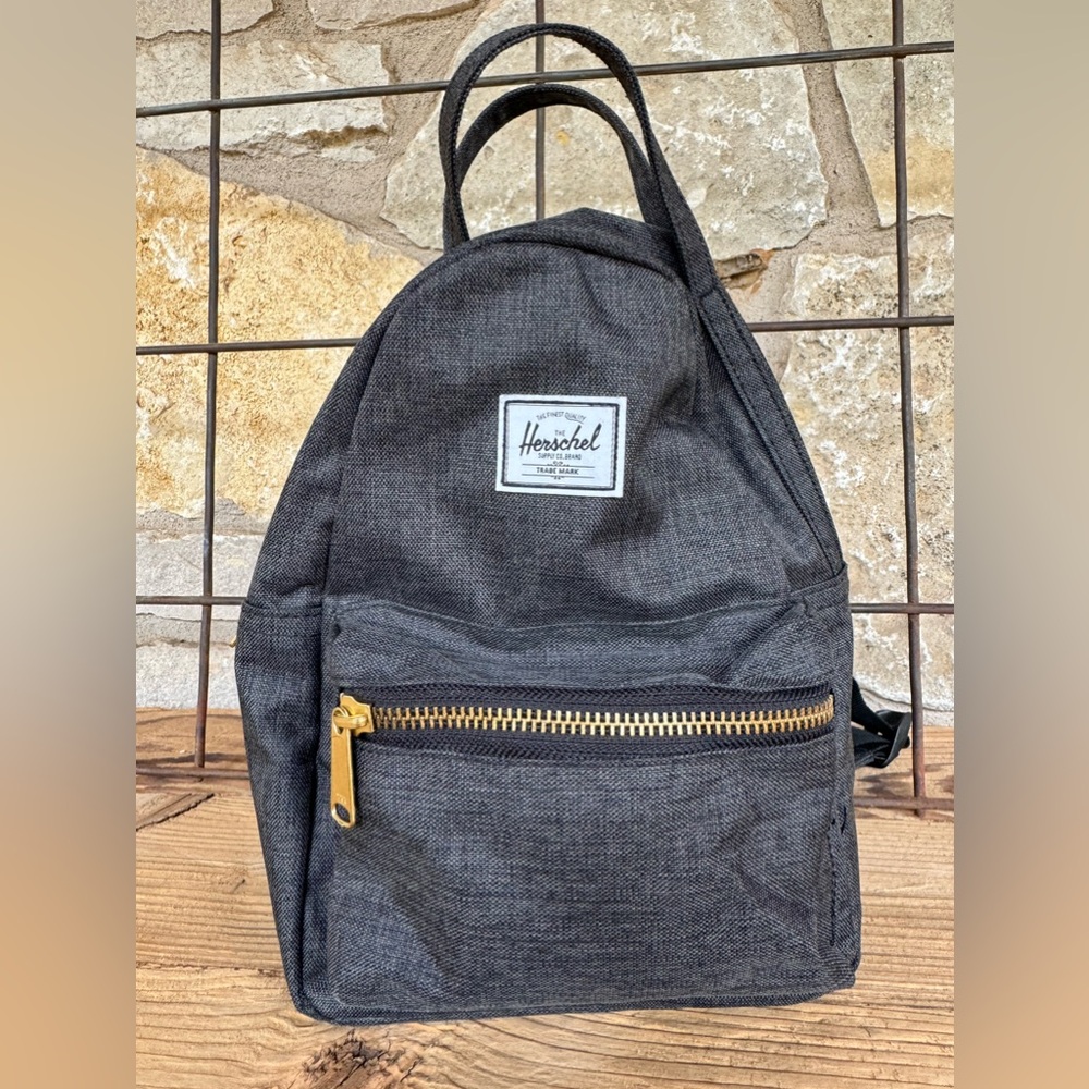 Mini Hershel Backpack Dark Gray with gold hardware
